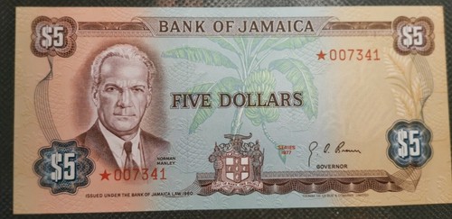 1977 Set of 4 Bank of Jamaica star and same serials Banknotes uncirculated.. - Picture 7 of 10