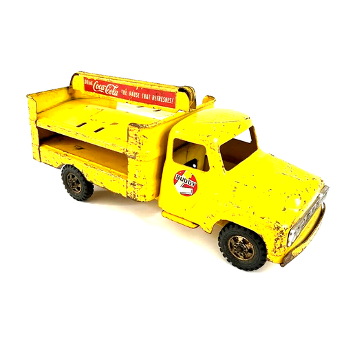 Buddy L Coca Cola Toy Truck 1960s Yellow - Vintage Unrestored - Kids Metal Toy