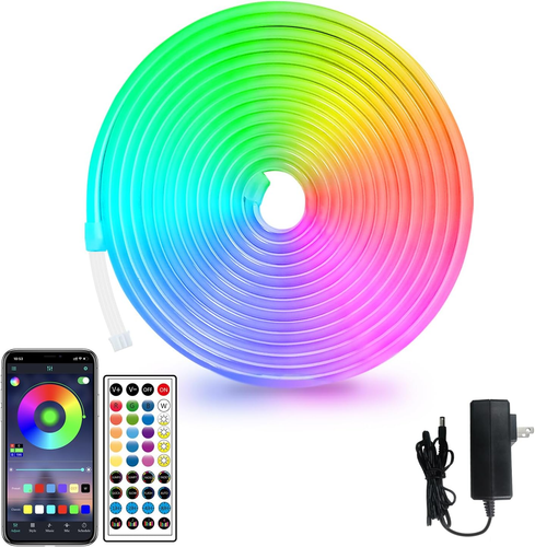 16.4Ft LED Neon Lights with Remote APP Control IP65 Waterproof Flexible Neon Str