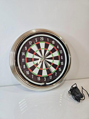Neon Dart Board Large Clock - Picture 3 of 6