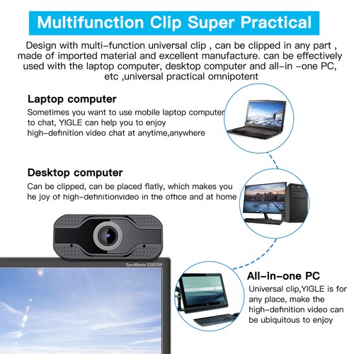 1080P HD Webcam Auto Focusing Web Camera For PC Laptop Desktop With Microphone - Picture 6 of 12