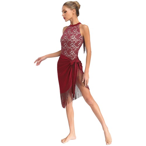 Damen Outfit Party Sets Tango Anzug Lyrisch Turnanzug Cutout Overall Fransen - Bild 33 von 59