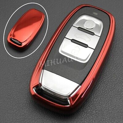 Carbon Red Car Remote Key Shell Case Cover Fob For Audi A4 A5 A6 A7 A8 Q5