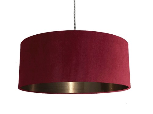 Designer Red Velvet Fabric Lampshade Brushed Metallic Champagne *7 linings* - Picture 24 of 25