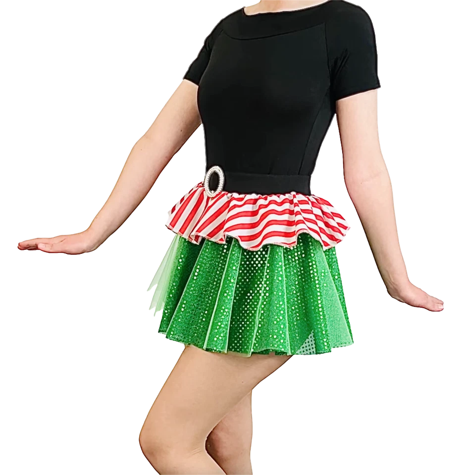 Childrens Elf Fancy Dress Christmas Party Costume skirt 12 inch Length - Image 2 of 2