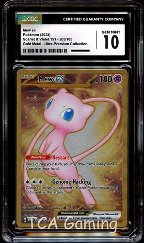 CGC 10 GEM MINT Mew Ex 205/165 Gold METAL 151 UPC PROMO Pokemon Card