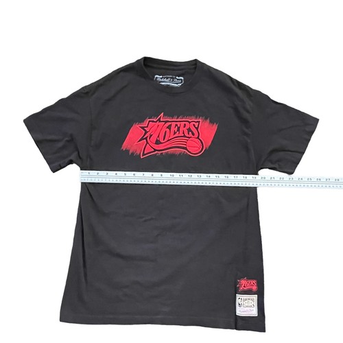 76ers t Shirt NBA L Men's Michell and Ness Hardwood Classics Cotton Black - Picture 5 of 9