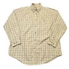 Wrangler Rugged Wear Shirt Mens XL Brown Plaid Button Down Wrinkle Resist