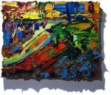 LANDSCAPE OIL?PAINTING?OUTSIDER IMPRESSIONISM?ART?SIGNED ABSTRACT ORIGINAL POP A