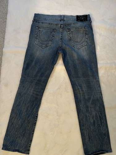 True Religion Herren Gr. 36 Ricky Relaxed Straight Jeans Blau Distressed - Bild 4 von 6