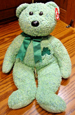 Ty Beanie Baby 2001 Shamrock Irish Bear 14" Plush Green with Yellow Specks  802