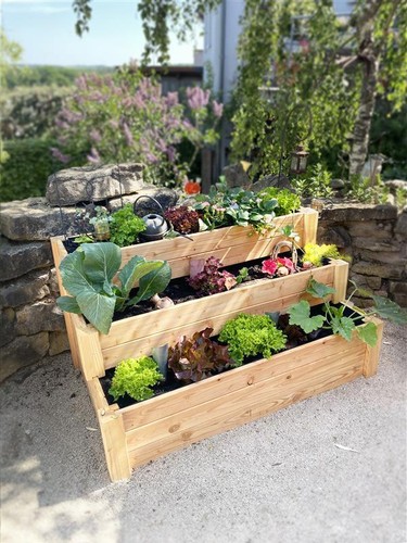 Westmann Lärchenholz Hochbeet Anna 120x76x64 cm – Natur, Stufenform - Bild 6 von 6
