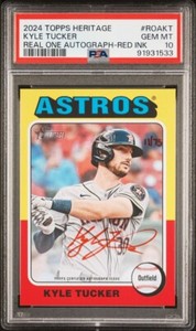 2024 Topps Heritage Kyle Tucker Real One Red Ink Auto 26/75 PSA 10 GEM #ROAKT