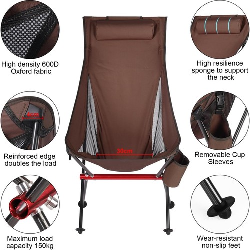 Outdoor Camping Ultralight Folding Chair Folding Chair Outdoor w/Side Pocket - Picture 9 of 32