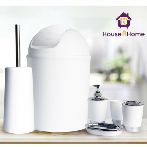 6pc Bathroom Accessories Set Bin Soap Dispenser Toothbrush Tumbler Toilet Brush - Picture 4 of 33