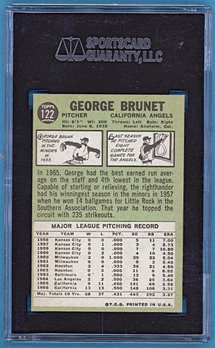 1967 Topps George Brunet - #122 SGC 96! Come nuovo! 9! Angeli! - Foto 2 di 2