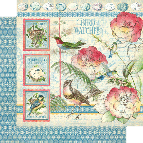 GRAPHIC 45 "BIRD WATCHER" 8X8 PAPER PAD  BIRDS FLOWERS RETIRED SCRAPJACK'S PLACE - Picture 2 of 9