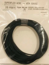 Super Flex Black SW 24 25 FT wire plex™ 24 AWG Lionel, American Flyer & Marx