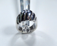  VINTAGE HEAVY Taxco Mexico Sterling Silver Modernist Ribbed Dome Ring Sz 6.75