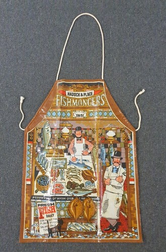 🔶️RETRO VINTAGE WATERPROOF KITCHEN APRON HADDOCK & PLACE FISHMONGERS FISH - Picture 5 of 5
