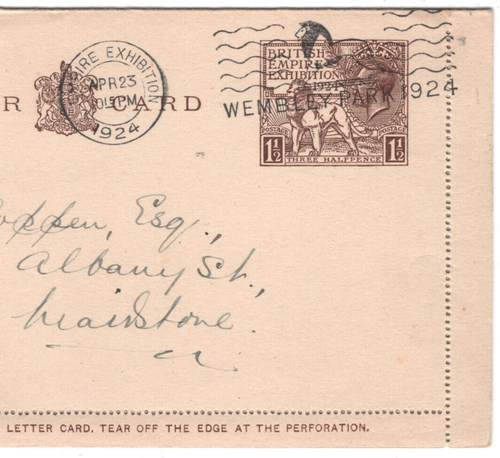 GB 1924 WEMBLEY FDC 1½d Letter-Card EXHIBITION Stationery First Day Cover MA1921