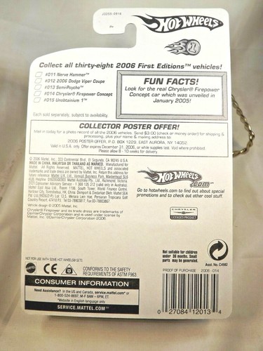 2006 Hot Wheels #14 First Editions 14/38 CHRYSLER FIREPOWER CONCEPT Dark Blue - Picture 5 of 5