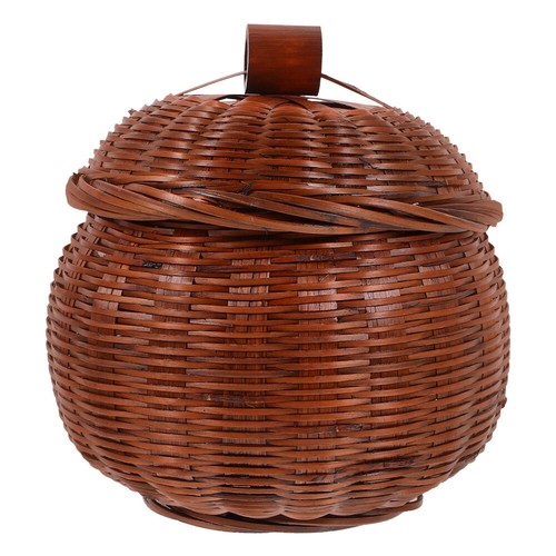 Storage Basket Desktop Bamboo Woven Storage Holder Storage Organizer with Lid