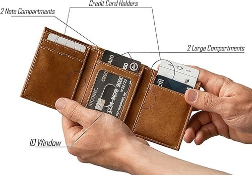 Tampa Bay Lightning NHL Laser Engraved Brown Trifold Wallet - Picture 4 of 6