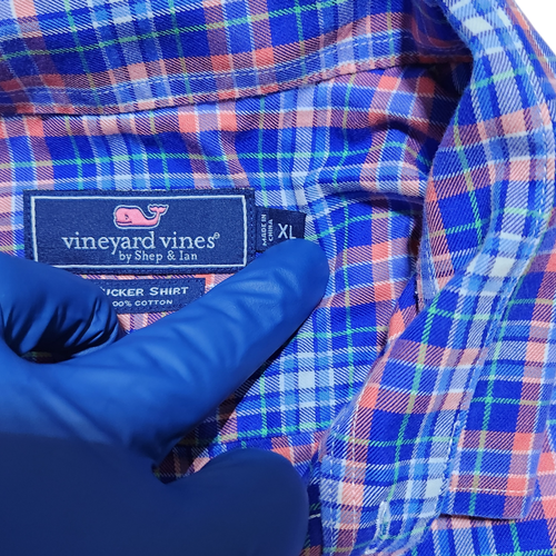 Vineyard Vines Button Down Shirt XL Blue Men Tucker Check Plaid Casual Preppy - Picture 10 of 19