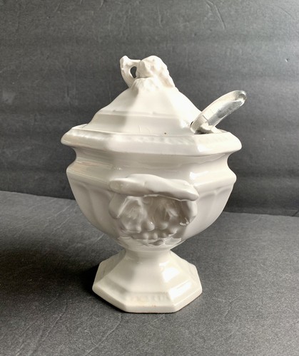 Vintage ROTE KLIPPE Eisenstein Soße Terrine weiß Sockel Glas Schöpfkelle Traube 3 Stück - Bild 1 von 12