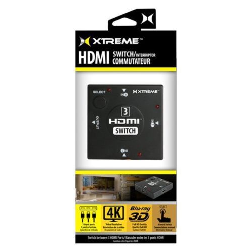 Commutateur de port câble Xtreme 1 entrée 3 sorties commutateur HDMI Blu-ray 3D, vidéos 4K.. - Photo 1 sur 2