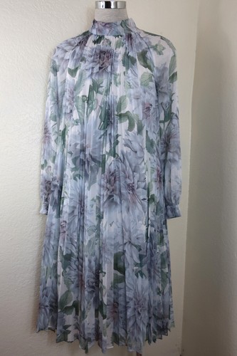 Ted Baker Clove Pleated Chiffon Midi Grey Floral Pleated Midi Dress XS Small 0 2 - Picture 16 of 24