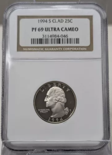 1994 S Washington CLAD Quarter NGC PF 69 Ultra Cameo