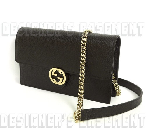 GUCCI black Leather INTERLOCKING G crossbody CHAIN bag wallet NWT Authentc $1290 - Picture 6 of 11