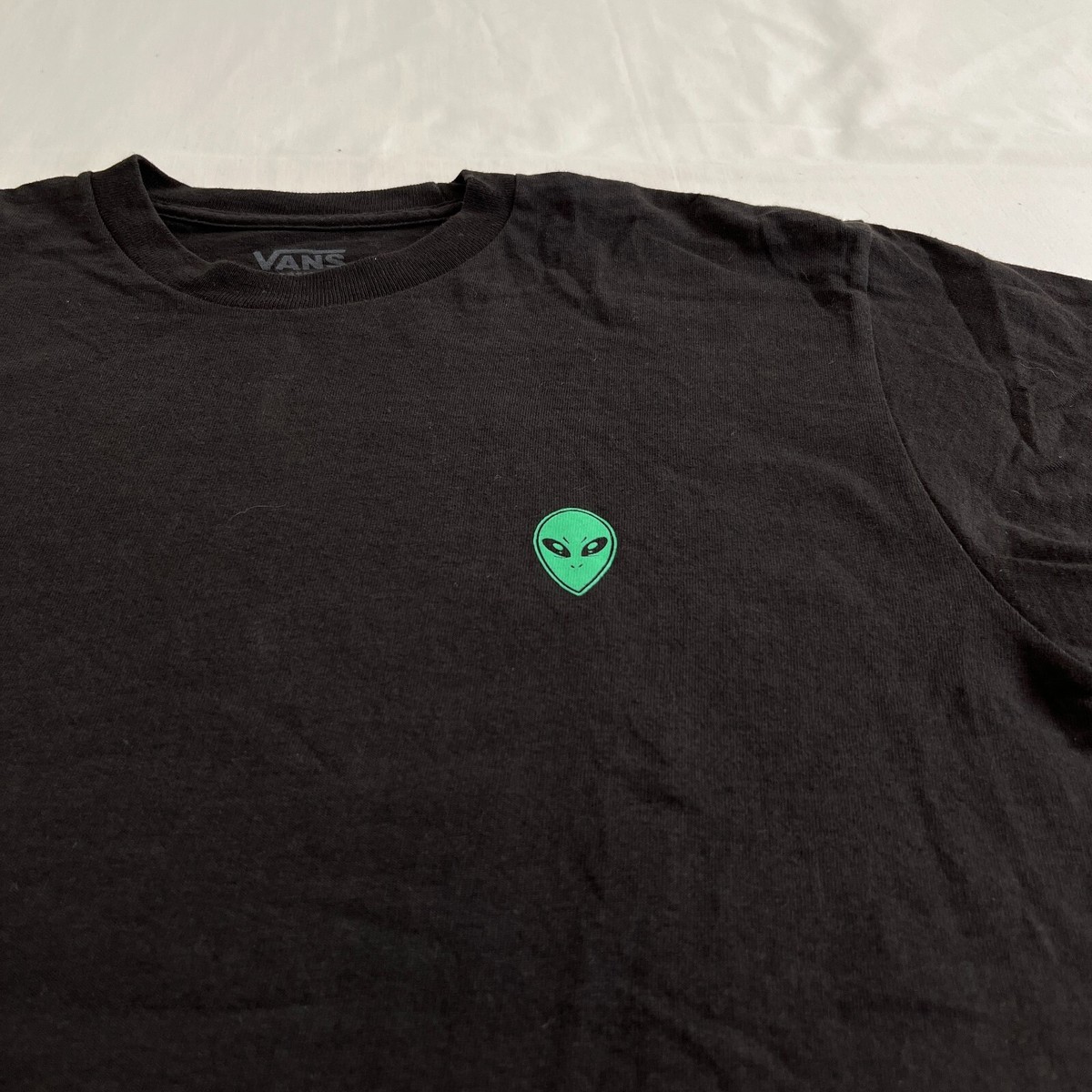 Vans Shirt Adult Medium Black Green Aliens UFO Crew Neck Vans Shirt Adult Medium Black Green Aliens UFO Crew Neck