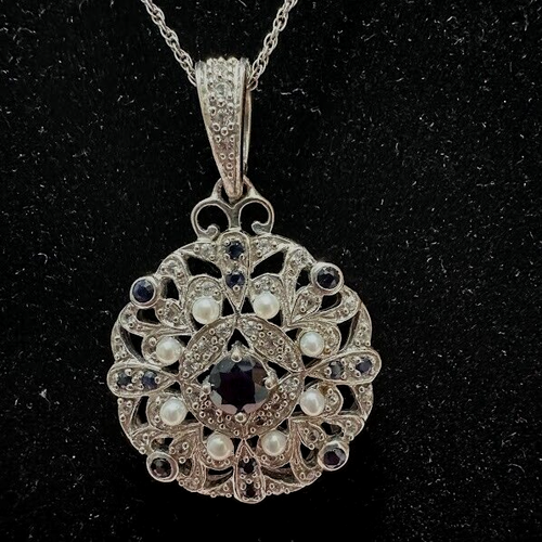 QVC Sterling Silver Sapphire Freshwater Pearl Enhancer Pendant Necklace qvc-sterling-silver-sapphire-freshwater-pearl-enhancer-pendant-necklace