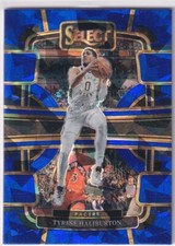 Panini 2023-24 Select NBA No. 29 Tyrese Haliburton Blue Cracked Ice Prizm