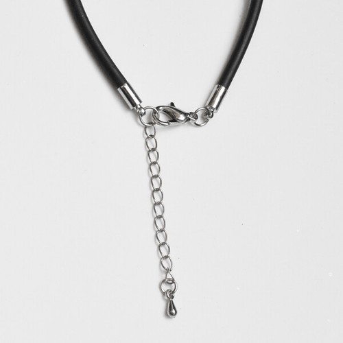 2 St./ Ø 2,5mm Band-Endkappen mit Karabiner-Verschluss und Kettchen - Picture 2 of 2