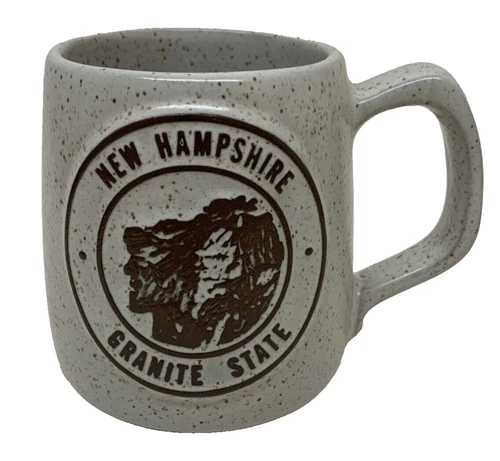 VTG Onion River Pottery Coffee Mug NH GRANITE STATE OLD MAN IN THE MOUNTAIN