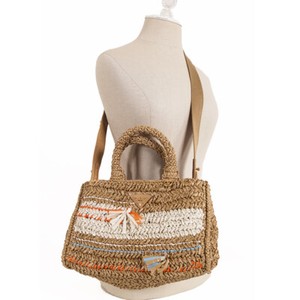 raffia prada tote natural knit strap tan 1600 canvas bag medium