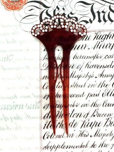 Vintage Bakelite Fancy Hair Comb Clear Dazzling Rhinestone Accents - Picture 21 of 21
