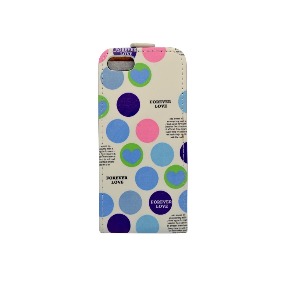 CASE FOR APPLE IPHONE 5C FLIP PU LEATHER WHITE FOREVER LOVE CIRCLE POUCH COVER - Image 2 of 4