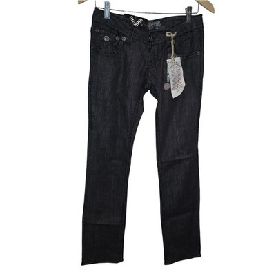 Laguna Beach Vault Black Straight Leg Jeans Fleur De Lis Embellished Y2K NWT