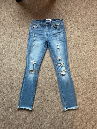 Abercrombie & Fitch Blue Distressed The Super Skinny Ankle Jeans size 26 (UK 8) - Picture 1 of 12