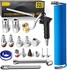 22-Packs Air Compressor Accessories Kit, 25FT Upgrade Repairable PU Air Hose wit