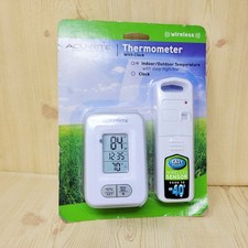 New AcuRite Wireless Thermometer With Clock Indoor/Outdoor DAMAGED PACKAGING