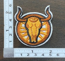 Longhorn Bull Skull Wild West Embroidered Iron On Patch