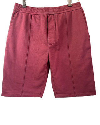Prada Men's Burgundy Cotton French Terry Sweat Shorts Logo Italy Size S