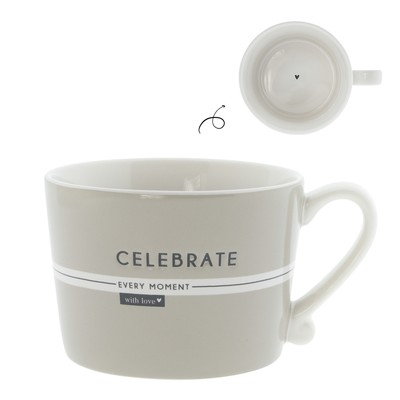 Tasse, Becher CELEBRATE EVERY MOMENT weiß titane 300ml Bastion Collections