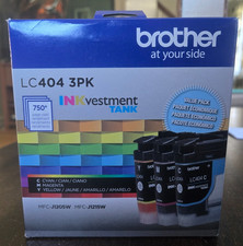 NEW GENUINE OEM BROTHER LC404 3-Pack 750 Page High Yield Ink Cartridges Exp 2029